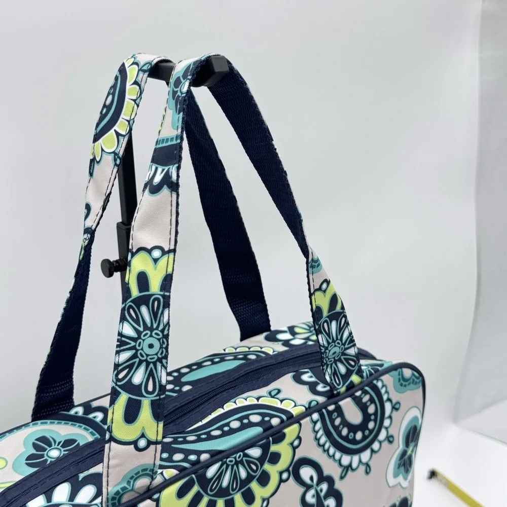New! Thirty One Handle It Teal Paisley Day Zipper Cosmetic Travel 31 Makeup Tote
